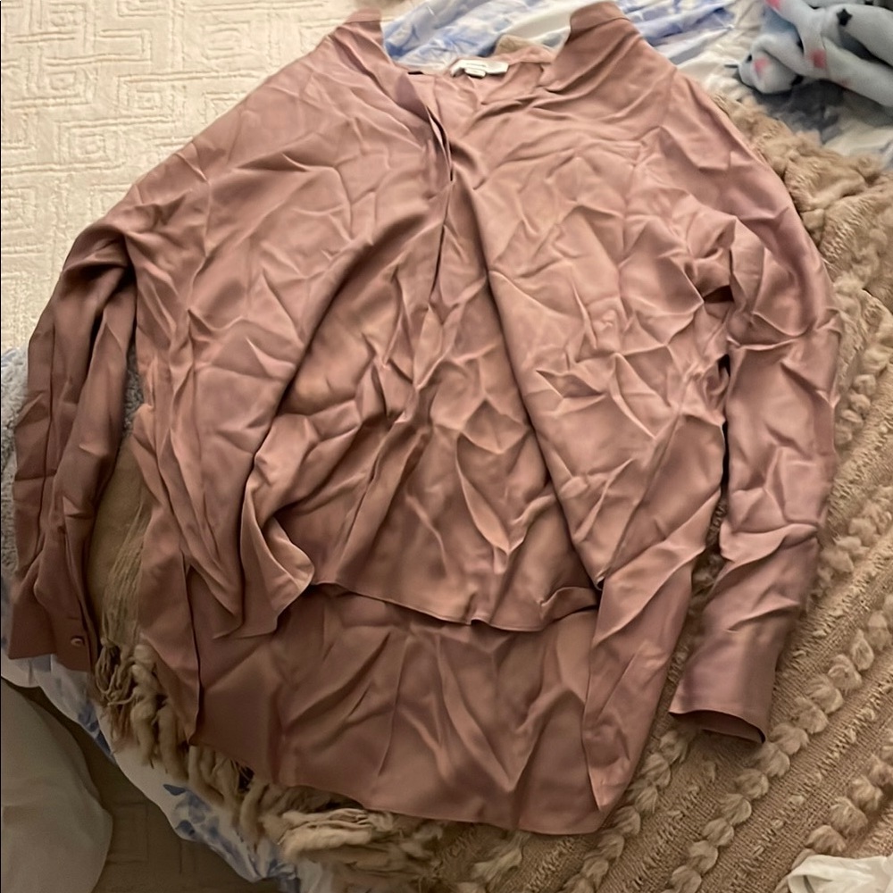 Vince Pink and Purple Oversized Long Sleeve Blouse